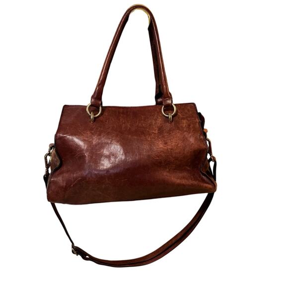 Wilsons Leather Burgundy Brown Leather Shoulder Bag Purse 14x8x8 Double Handle - Picture 1 of 16